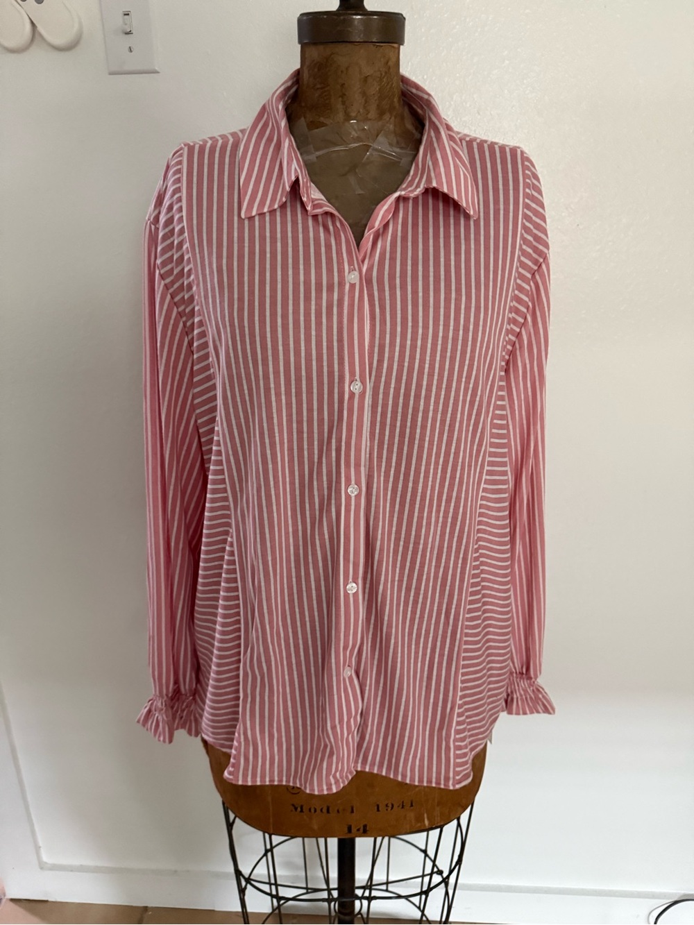NWT Women's Love Potion Pink Striped Button-Front Shirt Size 2X